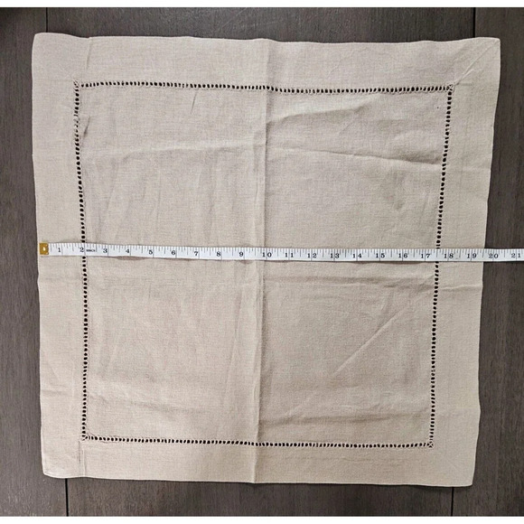 SET OF 7 Fieldcrest Luxury Linen Blend Tan Dinner Napkins 19”x19” Holiday - Picture 2 of 7